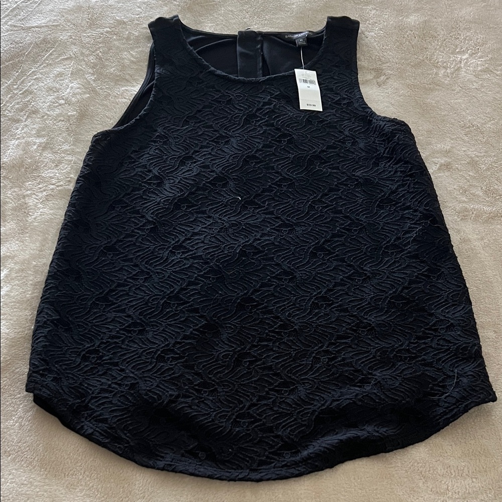 Banana Republic Black Lace-Textured Sleeveless Camisole
